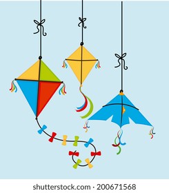Kite design over blue background, vector illustration