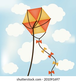 Kite design over cloudscape background, vector illustration