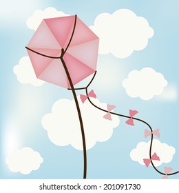 Kite design over cloudscape background, vector illustration