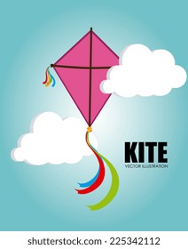 Kite design over cloudscape background, vector illustration