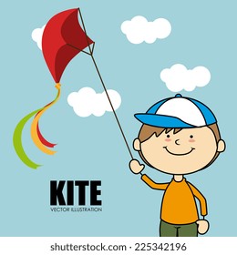 Kite design over cloudscape background, vector illustration
