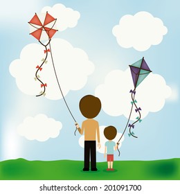Kite design over landscape background, vector illustration