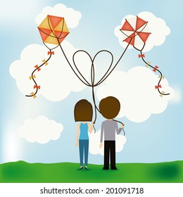 Kite design over landscape background, vector illustration