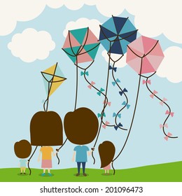 Kite design over landscape background, vector illustration