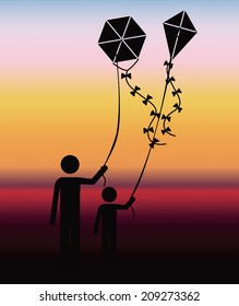 Kite design over landscape background, vector illustration