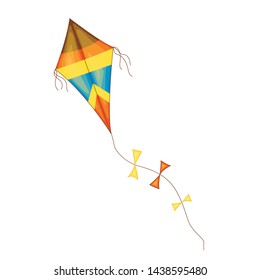 kite of different colors in cartoon style isolated on white background.