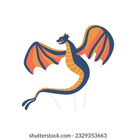 Kite Dragon Isolated On White Background. Mythical Creature With Wings Made Of Vibrant, Colorful Paper