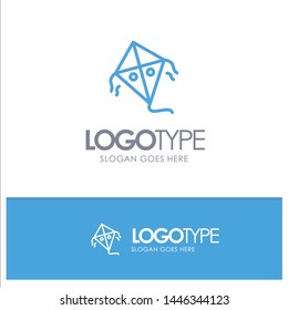 Kite, Festival, Flying Blue Outline Logo Place for Tagline