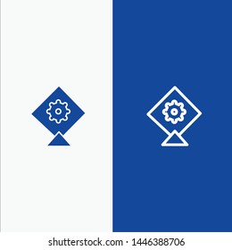 Kite, Festival Line and Glyph Solid icon Blue banner Line and Glyph Solid icon Blue banner