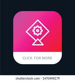 Kite, Festival Mobile App Button. Android and IOS Line Version. Vector Icon Template background