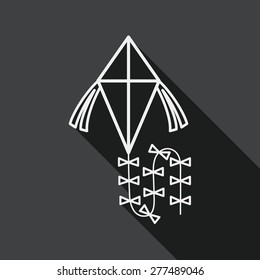 kite flat icon with long shadow, line icon