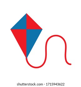 Diseño de icono de estilo plano de cometa, juguete de la infancia diversión juego objeto regalo de regalo presente y adorable tema Ilustración vectorial