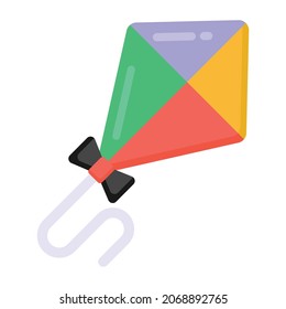 Kite in flat style icon, editable vector 