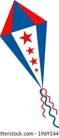 Kite flaches Vektorsymbol. Unabhängigkeitstag der USA. Vierter Feiertag im Juli. Objekte einzeln auf weißem Hintergrund.