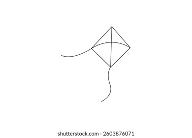 kite flaying single line art online drawing isolated vector