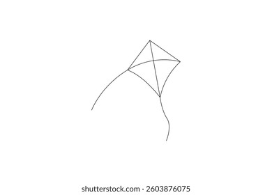 kite flaying single line art online drawing isolated vector
