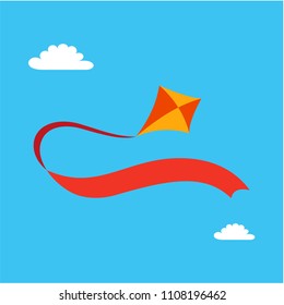 Kite flying in the blue sky