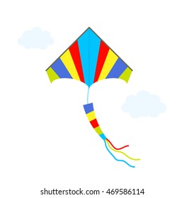 kite flying in the clouds isolated on a white background