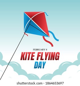 Kite Flying Day Vector Illustration. Suitable for greeting card poster and banner