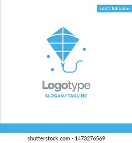 Kite, Flying, Festival Blue Solid Logo Template. Place for Tagline