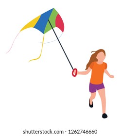 Kite flying flat icon design, childhood activities