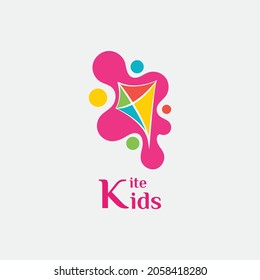 Kite Flying Logo Design. With handrawn and fullcolor style. Simple, minimalist, premium, and luxury logo vector