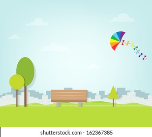 kite flying over the park