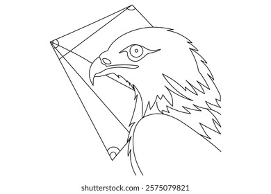 Kite flying in the sky continuous one line drawing of  outline line vector  art illustration
