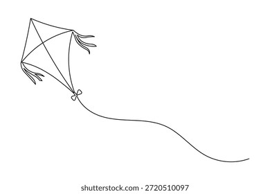 Cometa volando en el cielo una línea continua dibujando Ilustración vectorial minimalista
