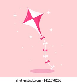 Kite flying in the sky. Paper toy. Makar Sankranti festival. Vector flat design