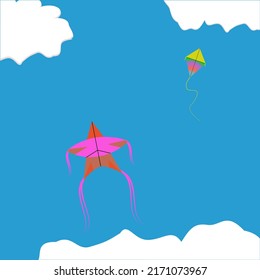 vuelo de cometas en el cielo, ilustración vectorial