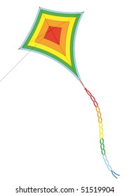 Kite flying in the sky, vector illustration