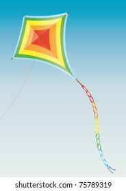 Kite flying in the sky, vector illustration