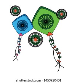 kite flying toys with ashoka chakra vector illustration design