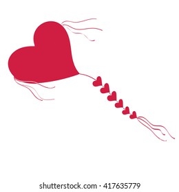 Kite flying Vector sign in the shape of a heart. Vector Valentine's Day love symbol