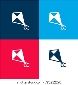 Kite four color material and minimal icon logo set in red and blue