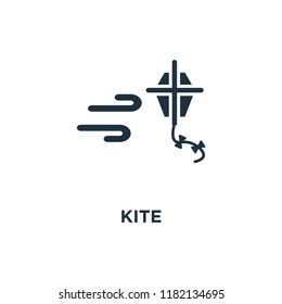Kite icon. Black filled vector illustration. Kite symbol on white background. Can be used in web and mobile.