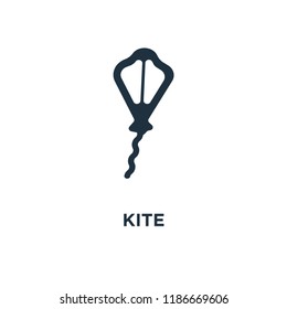 Kite icon. Black filled vector illustration. Kite symbol on white background. Can be used in web and mobile.
