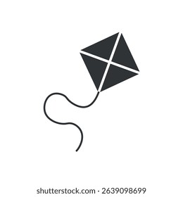 Kite icon. Black vector illustration.