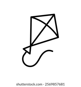 Kite icon Black and white outline vector