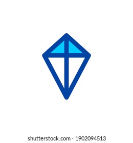 Kite icon in blue color style. Pixel perfect icon. Vector