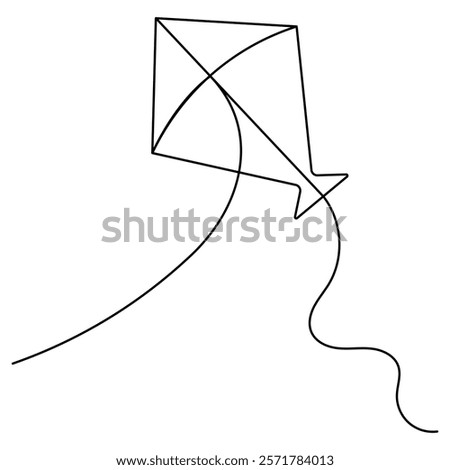 Kite icon continuous one line drawing outline vector illustration