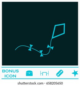 Kite icon flat. Blue pictogram on dark background. Vector illustration symbol and bonus icons
