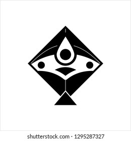 Kite Icon, Flying Kite Icon Vector Art Illustration