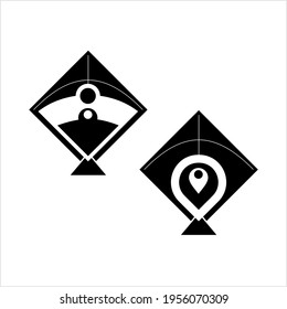 Kite Icon, Flying Kite Icon Vector Art Illustration