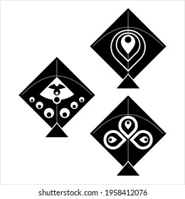 Kite Icon, Flying Kite Icon Vector Art Illustration