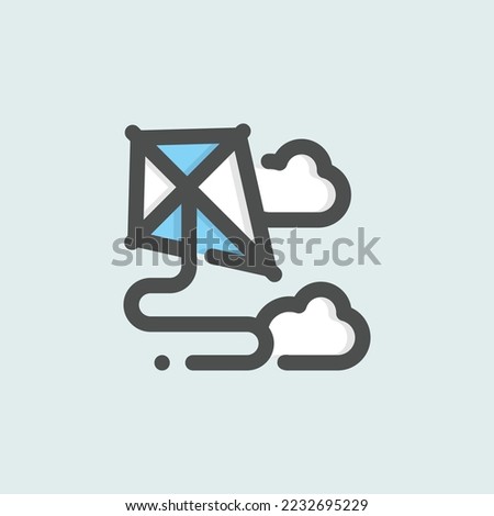 kite icon, isolated autumn colored outline icon in light blue background, perfect for website, blog, logo, graphic design, social media, UI, mobile app