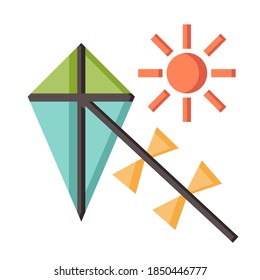 Kite icon isolated on white background. Flat icon design