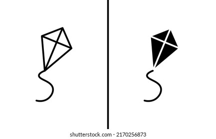 Kite icon isolated on white background. Line art and glyph style icon.