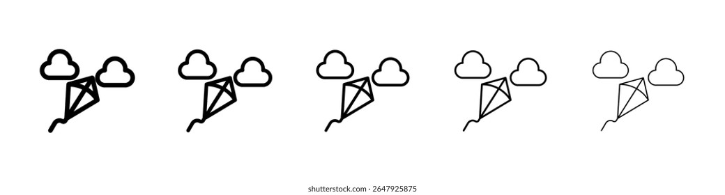 Kite icon isolated vector on white background set